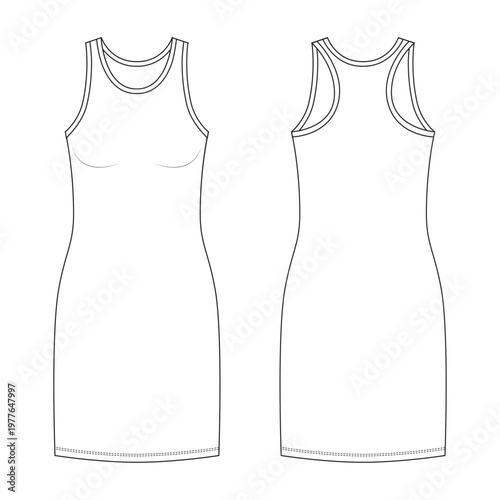 Tank dress technical fashion illustration