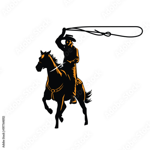 Cowboy on a horse with a lasso