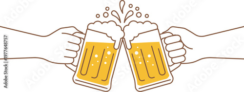 Beer glasses, toasting, vector illustration, celebration, drinks