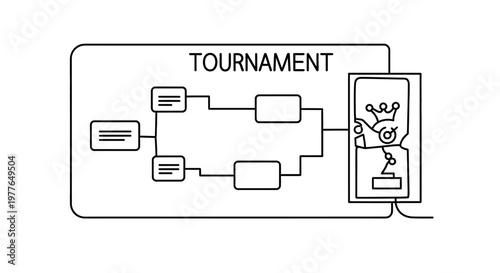 Tournament bracket diagram with winner trophy icon