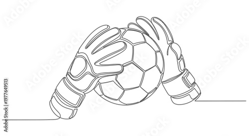 Goalkeeper Hands Catching Soccer Ball Line Art