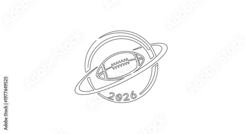 American Football Planet Logo 2026 Year Outline Drawing