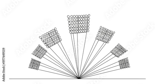 Abstract stadium lights arranged in a semi-circle, illustration