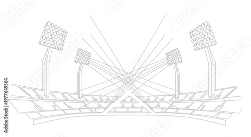 Stadium Lights Outline Drawing, Sports Arena Illumination, Event Lighting