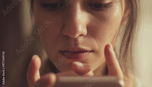 A woman in the glow of a smartphone screen, addiction, and endless scrolling.
