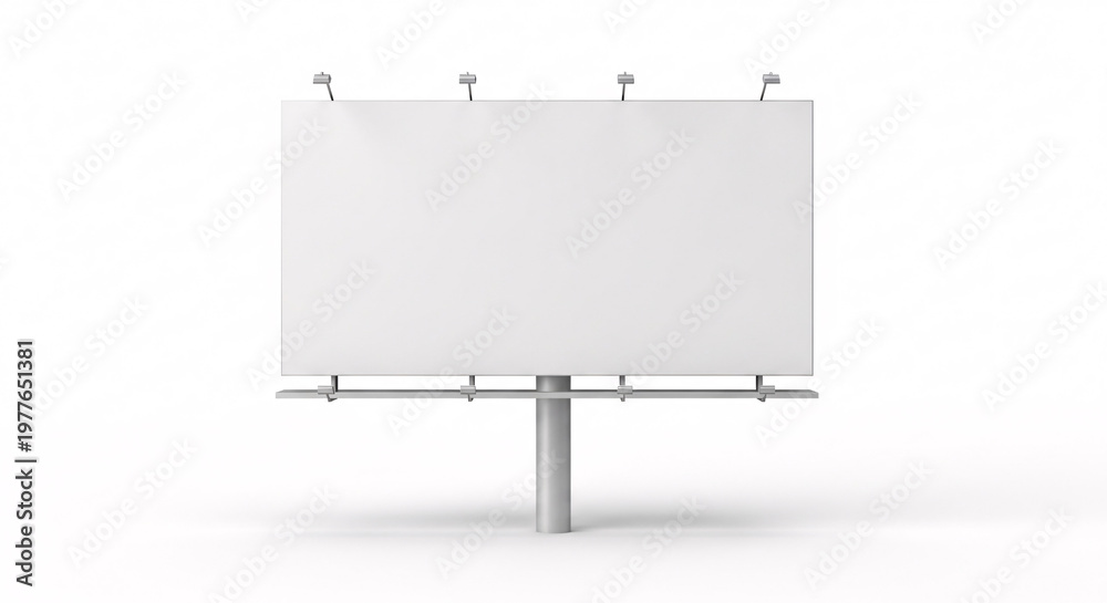 Obraz premium Blank Billboard Mockup on White Background Advertising Space Outdoor Advertising Advertisement Sign Display Commercial Area Street Urban Neutral Color
