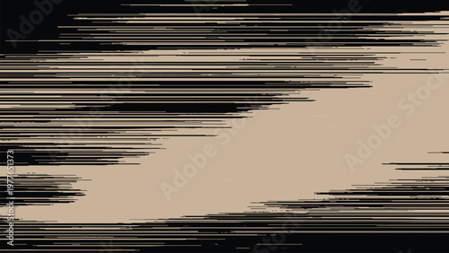 Glitchy beige and black distorted digital error texture background with horizontal lines abstract techno noise pattern