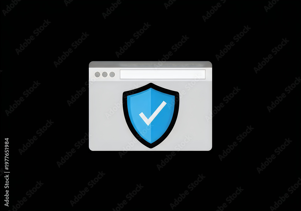 Fototapeta premium A security shield icon appears on a computer browser window screen.