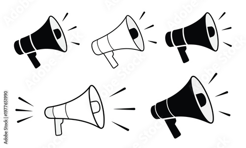 Megaphone, promotion vector icon representing announcement, advertising, and marketing communication, clean modern flat design