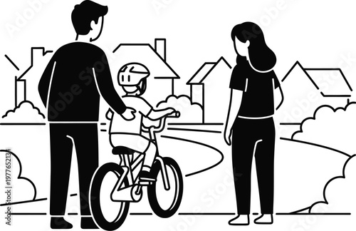 Celebrating global day of parents a loving family moment with child learning to ride a bicycle