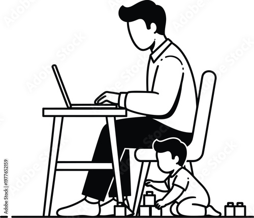 Celebrating global day of parents a father working from home with child family love support