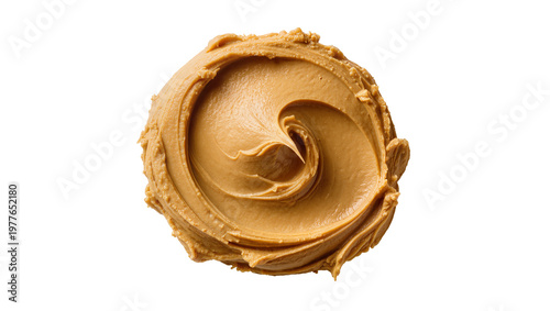 Foto Creamy peanut butter swirl, a delicious spread isolated on transparent backgroun