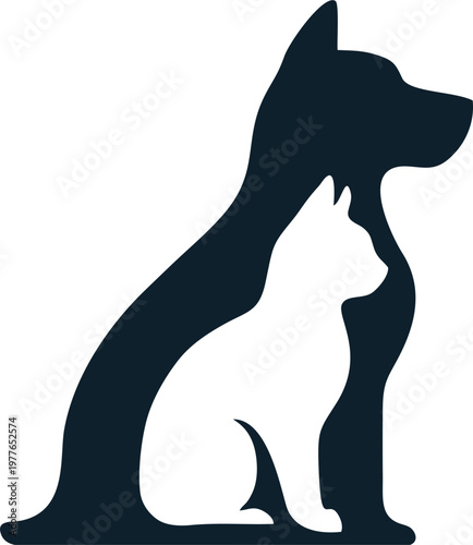 Illustration of a blue cat and dog