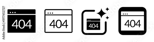 404 error page not found icon for website interface black vector illustration isolated on transparent PNG background