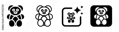 Teddy bear icon representing cute cuddly childhood toy and gift symbol