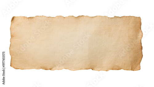 Canvas Print Torn antique parchment paper with rough edges, isolated on transparent backgroun