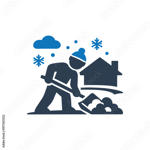 Winter Snow Removal Labor Icon