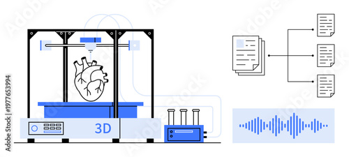 3D printing. 3D printing advancing medical technology with human heart prototypes. 3D printing enabling precise modeling and efficient healthcare innovations. For health, technology, research