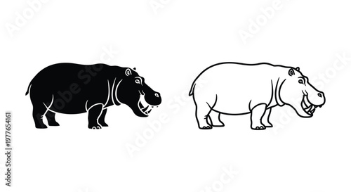 Hippopotamus Types: Black vs White Comparison Guide Vector