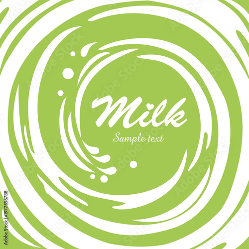 Milk splash isolated on green background. Vector Illustration