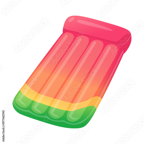 Inflatable air mattress in flat style as a colorful pool float for summer beach and water relaxation