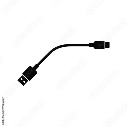 Universal USB charging cable silhouette black electronic accessory