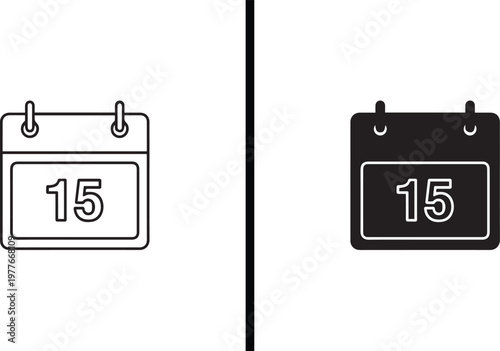 A calendar icon with the date 15 displayed prominently