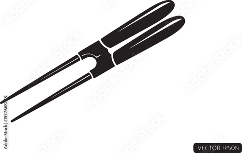 Schilderij op canvas Double pronged golf divot repair tool silhouette for greenkeeping maintenance and sports equipment vector illustration isolated on transparent background professional golfer gear
