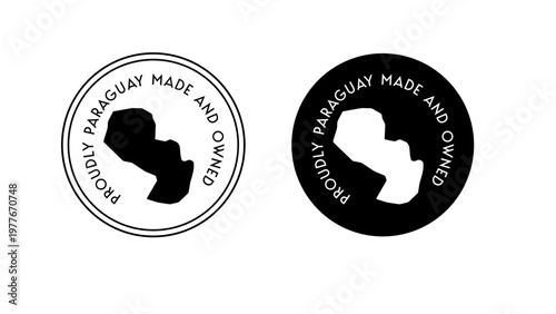 Paraguay Made and Owned Badge Icon, Paraguayan Origin Certification Seal, Local Manufacturing Quality Stamp, Paraguay Map Round Label Vector
