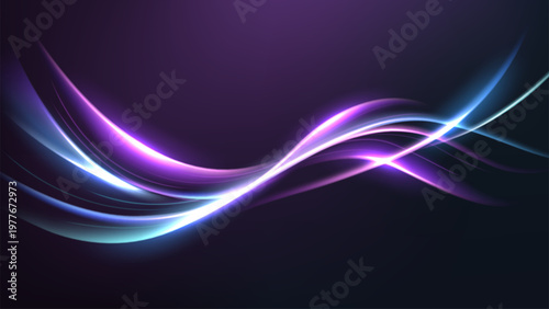 Abstract Glowing Wavy Neon Lines Background, Vector Illustration