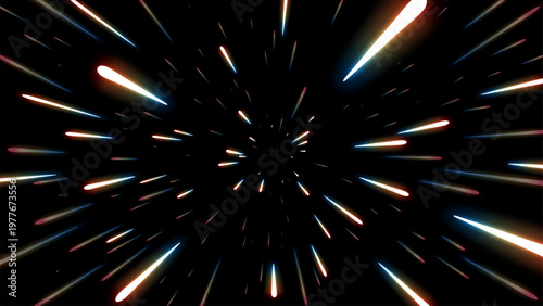 Abstract Light Speed Warp Drive Background, Vector Illustration