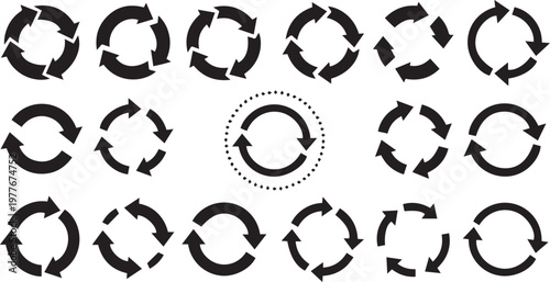 Circular arrows on transparent background.