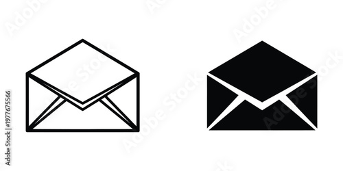 Contrasting envelope icons in open and closed states with differing color schemes