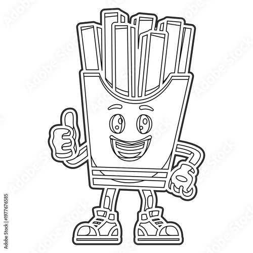 Cartoon french fry character giving a thumbs up a playful illustration for children's media