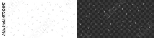 Realistic condensation water drops on a transparent background