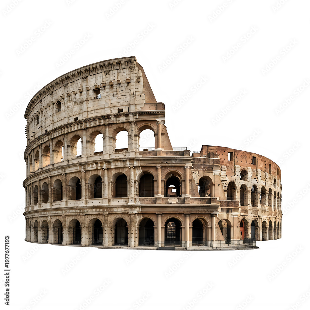 Fototapeta premium Iconic view of the colosseum in ancient rome with detailed stonework and arches