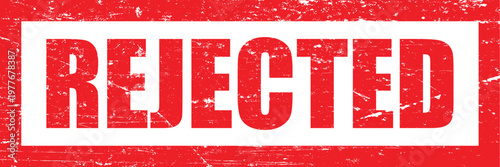 Vector art of red rejected stamp with distressed texture and white rectangle