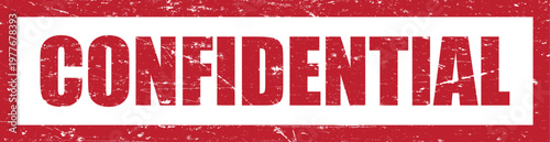 Vector art of red confidential stamp with distressed texture and white rectangle