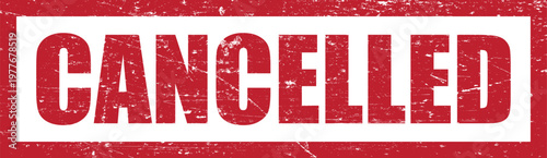 Vector art of red cancelled stamp on with distressed texture