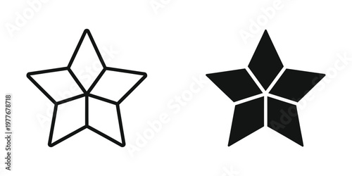 Comparison of a line-drawn star polygon and a filled black star shape with intersecting lines