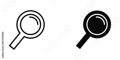 Illustration of two magnifying glasses with different levels of shading and thickness