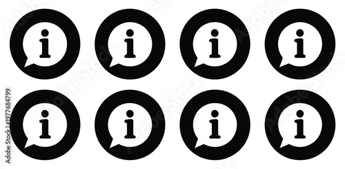Information, vector icon collection with info bubble symbols representing guidance, help, support, and system notices, clean modern flat design