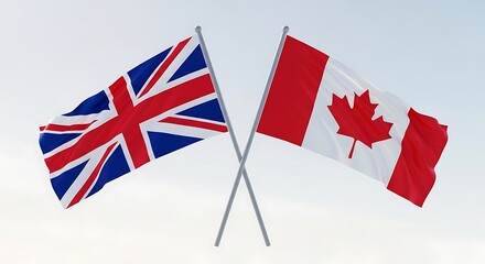 United kingdom and canada flags crossed a symbol of international relations and commonwealth ties