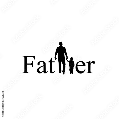 Father and Child Silhouette: A loving father guides a young child's hand, embodying the heartwarming bond of family.
