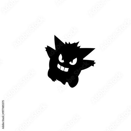 Mysterious Shadow Silhouette: A stark black silhouette of a fantastical creature emerges, its enigmatic form against a clean backdrop.