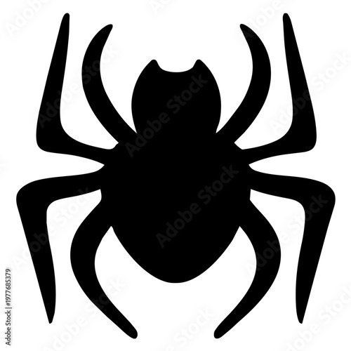Arachnid Silhouette: A bold, minimalist silhouette of a spider against a blank backdrop, its legs outstretched, ready to explore.