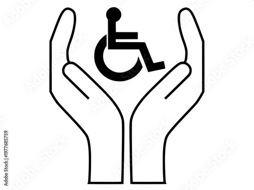 “Silhouette icon of a person using a wheelchair, bold solid shapes, modern accessible-design pictogram.”