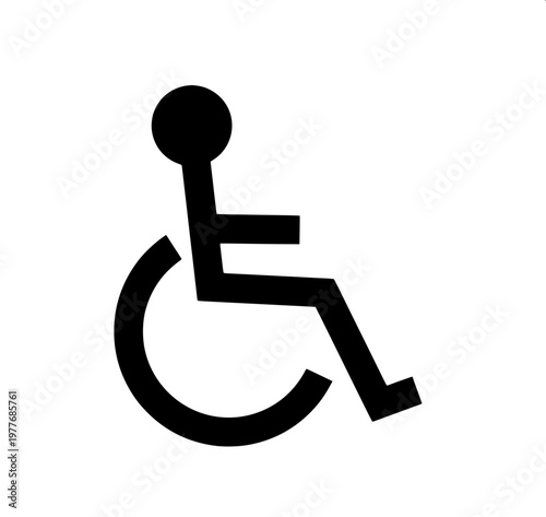 “Silhouette icon of a person using a wheelchair, bold solid shapes, modern accessible-design pictogram.”
