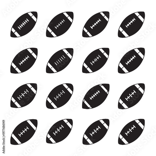 American Football Pattern on White Background