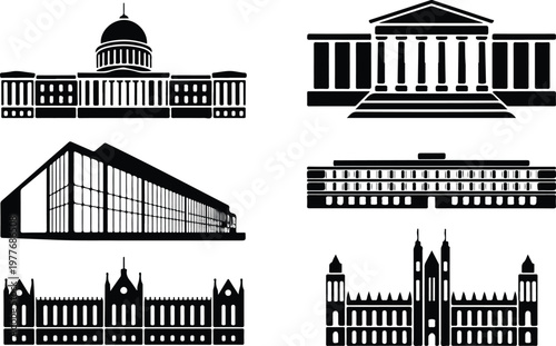Parliament Silhouette Icon Government Building Outline Design